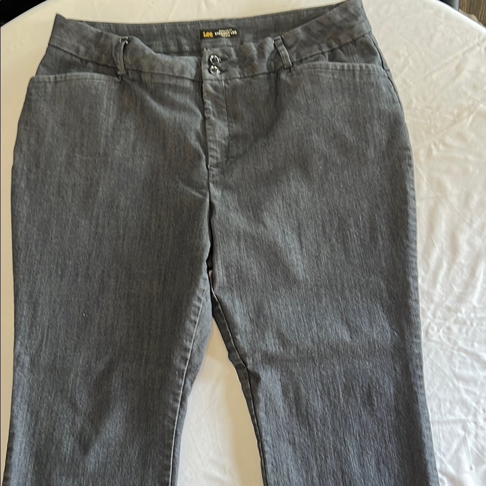 Lee Gray Trousers Durable Straight-Leg